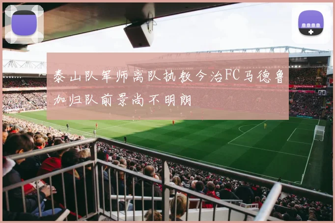 泰山队军师离队执教今治FC马德鲁加归队前景尚不明朗